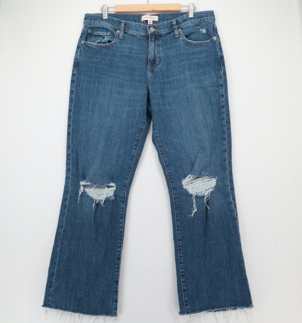 LUCKY BRAND Sz 14/32 A Jeans Easy Rider Boot Distressed Mid Rise Stretch Womens
